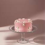 Pink Cake With Flowers Design