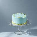 Baby Blue Cake With Flowers Design