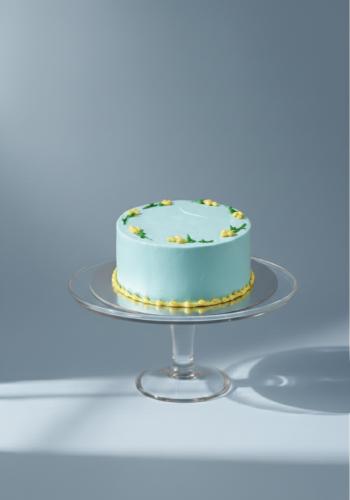Baby Blue Cake With Flowers Design
