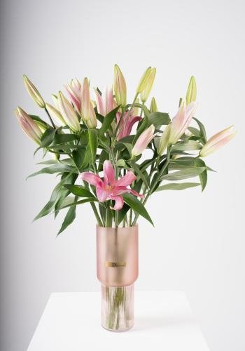 Pink Lilies in Custom Vase Selection