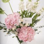 White Textured Ceramic Vase with Pink Hydrangeas & Luxe Florals