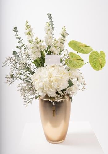 Gold Vase with Hydrangea & Luxe Florals